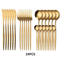 24-Piece Gold Stainless Steel Flatware Set – Luxury Cutlery Set with Knives, Forks, Spoons & Teaspoons for 6